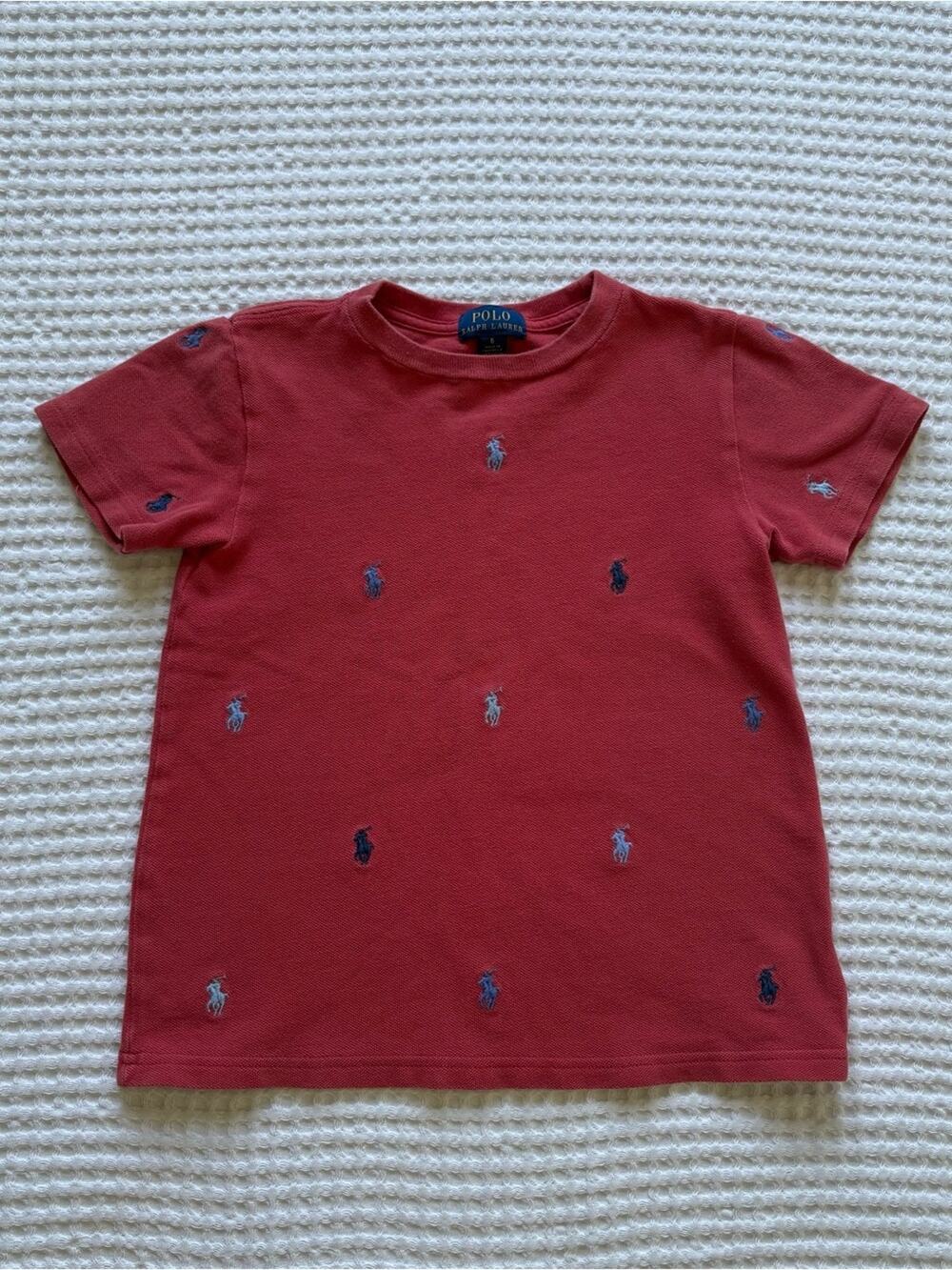 Polo Ralph Lauren Polo Pony Cotton Mesh Tee Washed Red Embroidered Boys Size 6